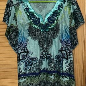 Women's Blue Paisley Top